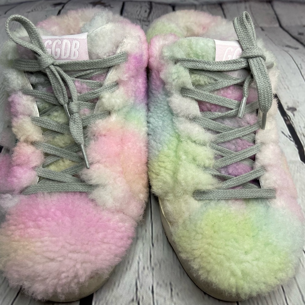 New Golden Goose Sabot Shearling Slip On Sneakers in Aquamarine/Pastel Size 36 - Picture 6 of 12